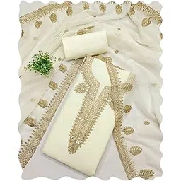 peachmode Women's Floral Embroidery and Embroidered Georgette Unstitched Dress Material | Stylish Ethnic Wear Ladies Latest Salwar Suit Set Trendy Kurtas Kurti Pant with Dupatta for Women 3 Piece-picture-31