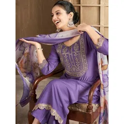 peachpetals Women Kurta Set with Dupatta | Traditional Kurti Set for Women | Ethnic Wear Embroidered Kurta, Trouser/Pant & Dupatta Set-picture-10