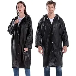 pearl tree EVA Waterproof Rain Coat Hooded Outdoor Water Resistant Suit Portable Men and Women (Pack of 1) (Universal, Black)-picture-15