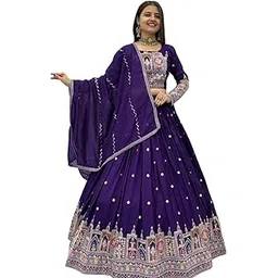 pedr trends Women’s Chinon Embroidered Lehenga Choli with Dupatta Traditional Ethnic Wear With Long Sleeve Blouse for Occasions (Unstitched)-picture-21