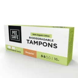 Pee Safe 100% Organic, Biodegradable Cotton Tampons - Pack of 16 (Regular)-picture-19