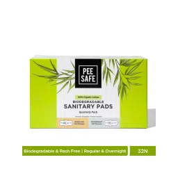 Pee Safe 100% Organic Cotton Sanitary Pads Quarterly Pack (14 Regular Pads & 18 Overnight Pads)-picture-20