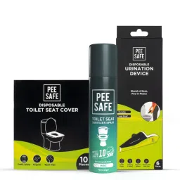 Pee Safe Toilet Hygiene Combo For Women | Toilet Seat Sanitizer Mint (75 ml) With Disposable Female Urination Device (6 Funnels) & Disposable Toilet Seat Cover (10 N) | Travel Friendly Pack-picture-18