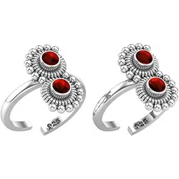 peenzone 925 CZ Silver Garnet Toe Rings (Leg Finger Rings) In Pure 92.5 Sterling Silver For Women | Toe Rings for Women and Girls | Chandi Bichiya-picture-28
