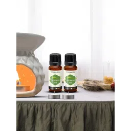 PEEPALCOMM 5Pcs White Textured Ceramic T-light Aroma Diffuser With Oils - 15 ml Each-image-12