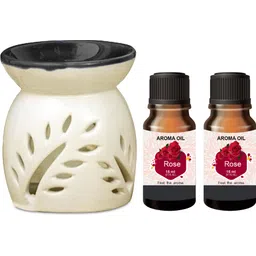 PEEPRESION Ceramic Candle Aroma Burner Coming with 2 Rose Aroma Oil (15ml Each) ! Scented Air Diffuser Uses For Pub Bar, Office, Studio, Study Table, Parlour, Dinning Table Diffuser-picture-31