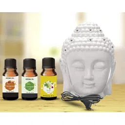 PEEPRESION Electric Ceramic Buddha Head Oil Diffuser With 3-Fragrance Aroma Oil (10ml Each Fragrance Your Home, Office, Spa, Hotel Diffuser-picture-29