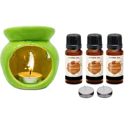 PEEPRESION Premium quality Green Burner Diffuser & 2 T-light Candle & 3 Aroma Oil Home, Office, Spa, Hotel, Temple, Club, Pub Bar, Gym Diffuser-picture-16