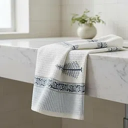 Peepul Tree Block Printed Hand and Bath Towels, Super Absorbent, Soft & Faster Drying, Floral Printed 100% Pure Cotton, 240 GSM (2 Hand and 1 Bath Towel Set, Blue)-picture-28