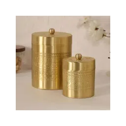 Peepul Tree Brass Storage Jar/Container with Lid for Tea, Sugar and Spice in Kitchen Use| Combo |-image-23