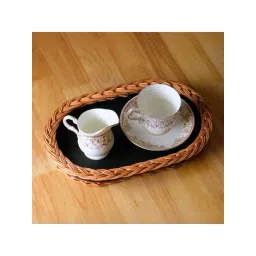 Peepul Tree Brown Willow Wicker & Wood Serving Tray-picture-34