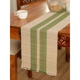 Peepul Tree Green & Off White Natural Grass Table Runner-picture-32