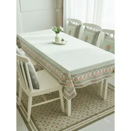 Peepul Tree Green Floral Anti-Slip Cotton 4-Seater Table Cover-picture-12