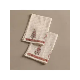 Peepul Tree Off White & Peach Cotton 300 GSM Bath Towels - Set of 2-picture-43