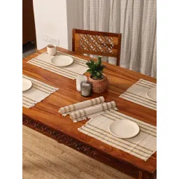 Peepul Tree Off White Natural Plant Fibre Threads Woven Table Placemats - Set of 6-picture-44