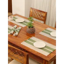 Peepul Tree Olive Green Natural Plant Fibre Threads Woven Table Placemats - Set of 6-picture-16