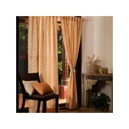 Peepul Tree Peach Yellow Semi-Transparent Curtain for Door 7ft | Marigold Collection |Pack of 1-picture-48