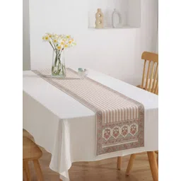 Peepul Tree Pink & Off-White Printed Pure Cotton 6 Seater Table Runner-picture-23