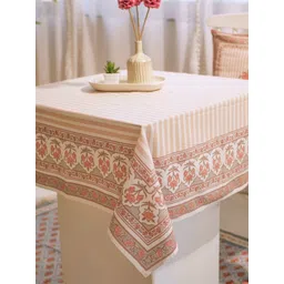 Peepul Tree Pink Floral Anti-Slip Cotton 4-Seater Table Cover-picture-37