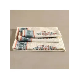 Peepul Tree Pure Cotton 1 Bath & 1 Hand Towels Set (Peach And Teal)-picture-26