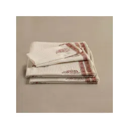 Peepul Tree Pure Cotton 1 Bath & 2 Hand Towels Set (Off White & Peach)-picture-21