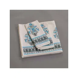 Peepul Tree Pure Cotton 1 Bath & 2 Hand Towels Set (Off White, Blue & Teal)-picture-26
