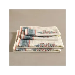 Peepul Tree Pure Cotton 1 Bath & 2 Hand Towels Set (Peach And Teal)-picture-25