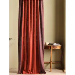 Peepul Tree Red Cotton Floral Curtain (7 ft)-picture-31