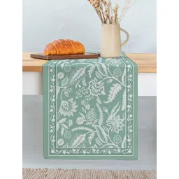 Peepul Tree Sea Green & White Floral Printed Table Runner-picture-20
