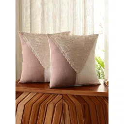 Peepul Tree Taupe & Off White Cotton Embroidery Cushion Cover Pack of 2-picture-18