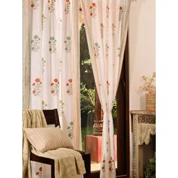 Peepul Tree Teal & Off White Set of 2 Floral Door Curtain-picture-36