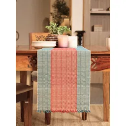 Peepul Tree Teal-Blue & Red Natural Grass Table Runner-picture-34
