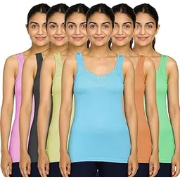 peerless wear Camisole Slip Set of 6, Soft Cotton, with Front Lace Design-picture-31