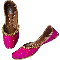 pehnawacraft Pink Ghungroo Punjabi Jutti for Women | Bridal Soft Leather ethnic Juttis | Bite and Pinch Free Jutis | Ladies Juti | Stylish Mojari for wedding | Ethnic stylish Flats for Girls | traditional bellies-picture-19