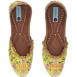 pehnawacraft Yellow KP Jutti for Women | Punjabi Jutti | Mojari for Ladies | Bridal Soft Leather Ethnic Juttis-picture-29