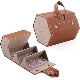 pekos Sunglasses Organizer 5 Slots Travel | Leather Multi Purpose Glasses Case Multiple Pairs Eyeglasses Storage Box Hanging Eyewear Holder (Multicolor)-picture-16