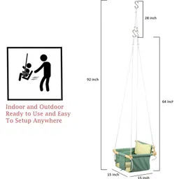 pelixo Wooden Swing for Baby, Baby Hammock Swing with Pillow, Hanging Swing Seat Chair Bouncer image 5