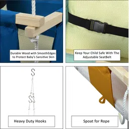 pelixo Wooden Swing for Baby, Baby Hammock Swing with Pillow, Hanging Swing Seat Chair Bouncer image 3