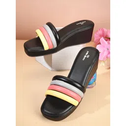 pelle albero Colourblocked Slip-On Wedge Heel Sandals-picture-34