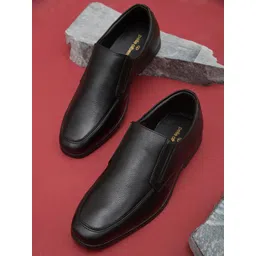 pelle albero Men Black Leather Formal Loafers-picture-12