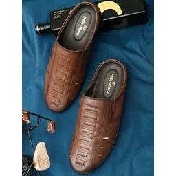pelle albero Men Tan & Black Leather Shoe-Style Sandals-picture-43