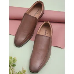 pelle albero Men Tan Brown Solid Leather Formal Slip-Ons-picture-20