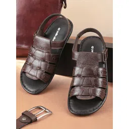pelle albero Men Textured Leather Comfort Sandals-picture-12