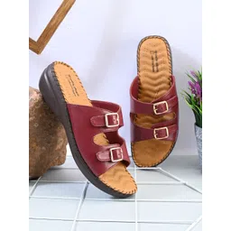 pelle albero Women Leather Open Toe Flats with Buckles-picture-14