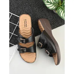 pelle albero Women Leather Wedge Heels Sandals with Buckles-picture-18