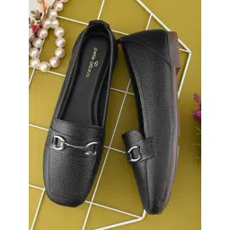 Pelle Albero Women's Black Casual Loafers-picture-10