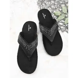 Pelle Albero Women's Black Thong Wedges-picture-40