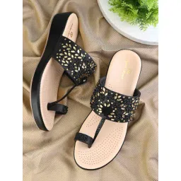 Pelle Albero Women's Black Toe Ring Wedges-picture-38