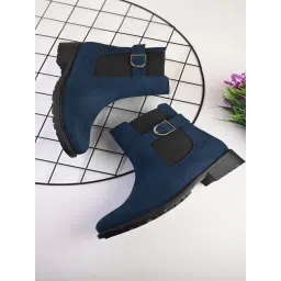 Pelle Albero Women's Blue Chelsea Boots-picture-14