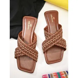Pelle Albero Women's Brown Cross Strap Sandals-picture-10